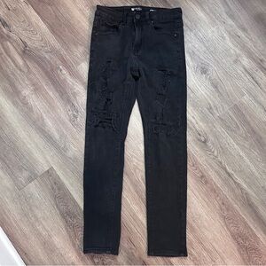 Men's Distressed Black Skinny Jeans - 28x30